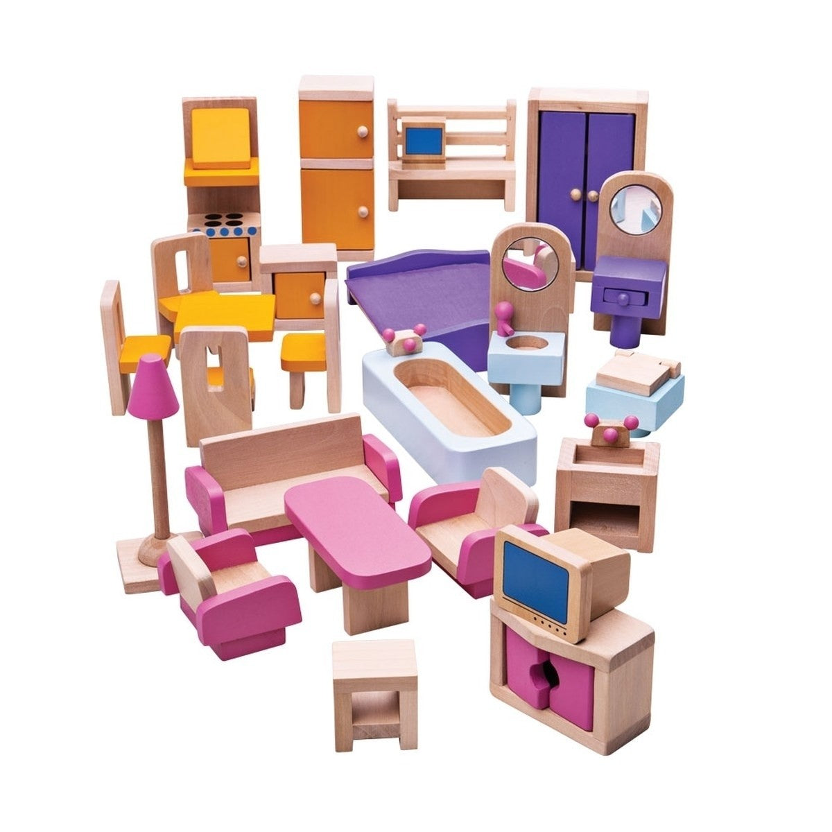 Bigjigs Toys Wooden Miniature Dollhouse Furniture Set