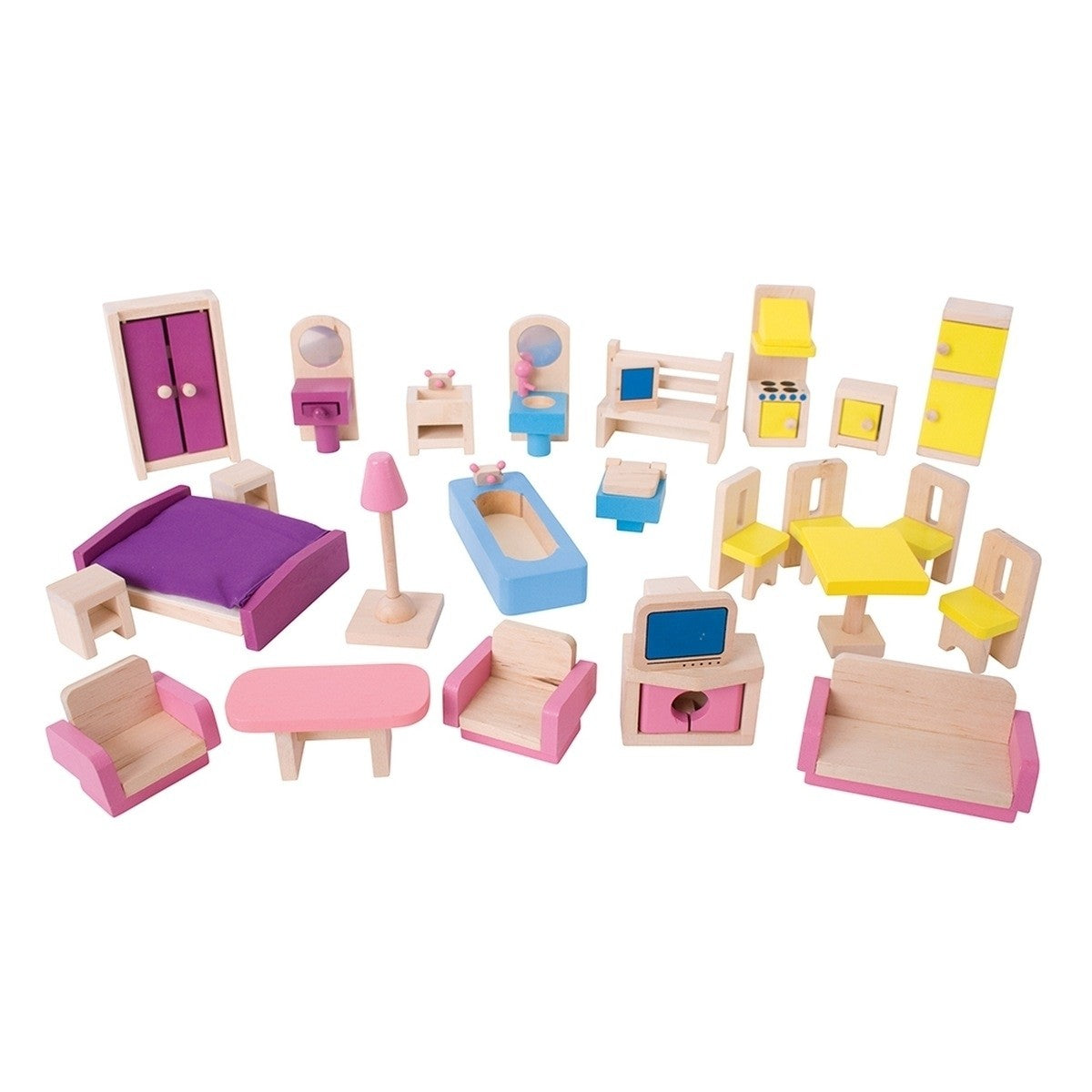 Bigjigs Toys Wooden Miniature Dollhouse Furniture Set