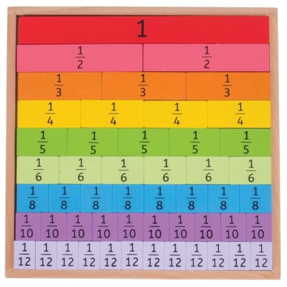 Bigjigs Toys Educational Maths Fractions Learning Wooden Tray for Kids