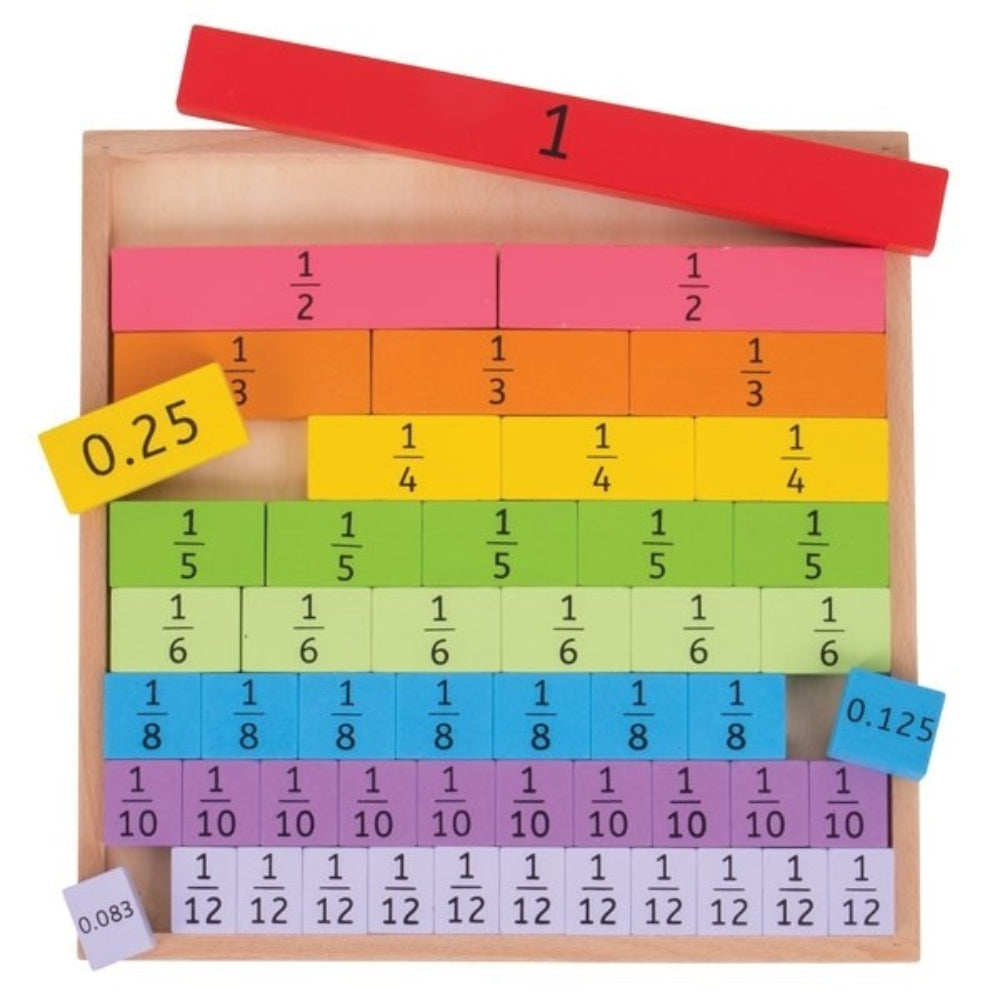 Bigjigs Toys Educational Maths Fractions Learning Wooden Tray for Kids