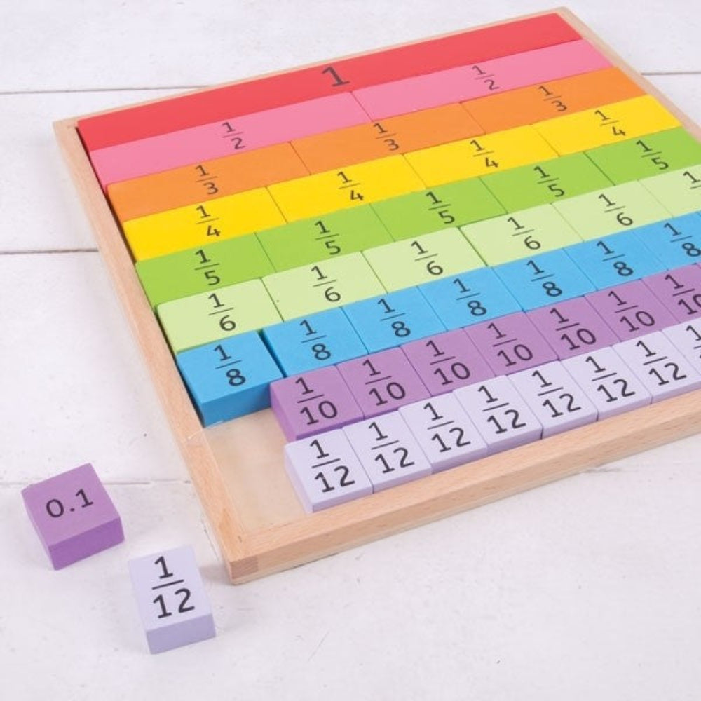Bigjigs Toys Educational Maths Fractions Learning Wooden Tray for Kids