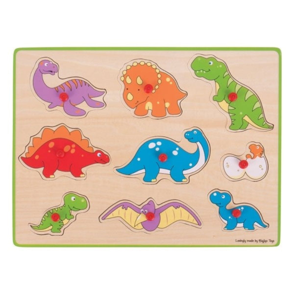 Bigjigs Toys Lift Out Puzzle Dinosaurs Wooden Dinosaur Puzzle for Toddlers