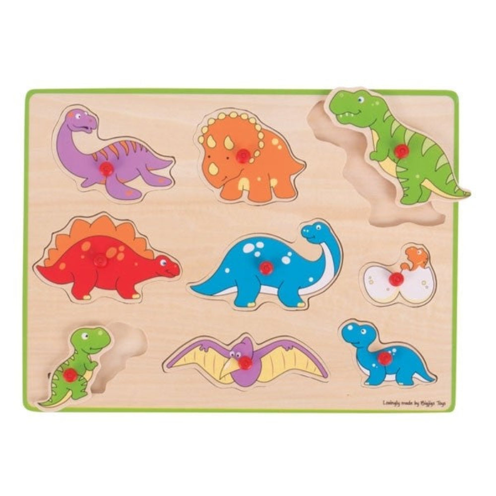Bigjigs Toys Lift Out Puzzle Dinosaurs Wooden Dinosaur Puzzle for Toddlers