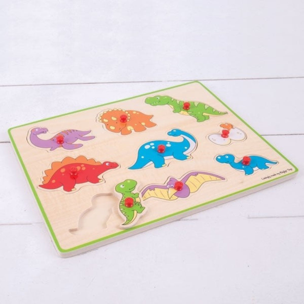 Bigjigs Toys Lift Out Puzzle Dinosaurs Wooden Dinosaur Puzzle for Toddlers