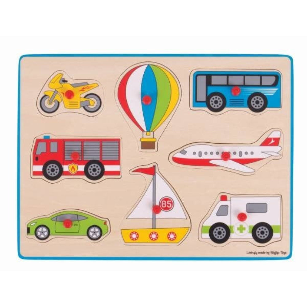 Bigjigs Toys Transport Lift Out Wooden Puzzle for Kids