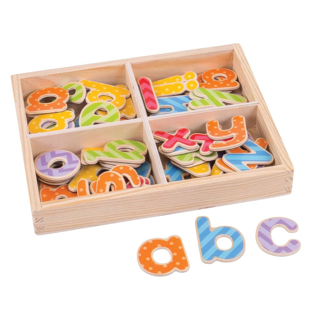 Bigjigs Toys Magnetic Wooden Lowercase Letters Alphabet Learning Toy for Kids