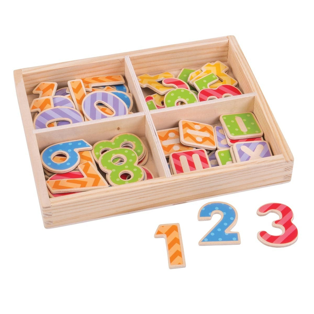 Bigjigs Toys Magnetic Wooden Numbers Educational Fridge Magnets for Kids & Toddlers