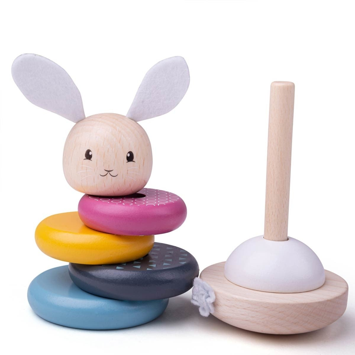 Bigjigs Toys Rabbit Stacking Rings FSC Wooden Stacking Toy for Toddlers