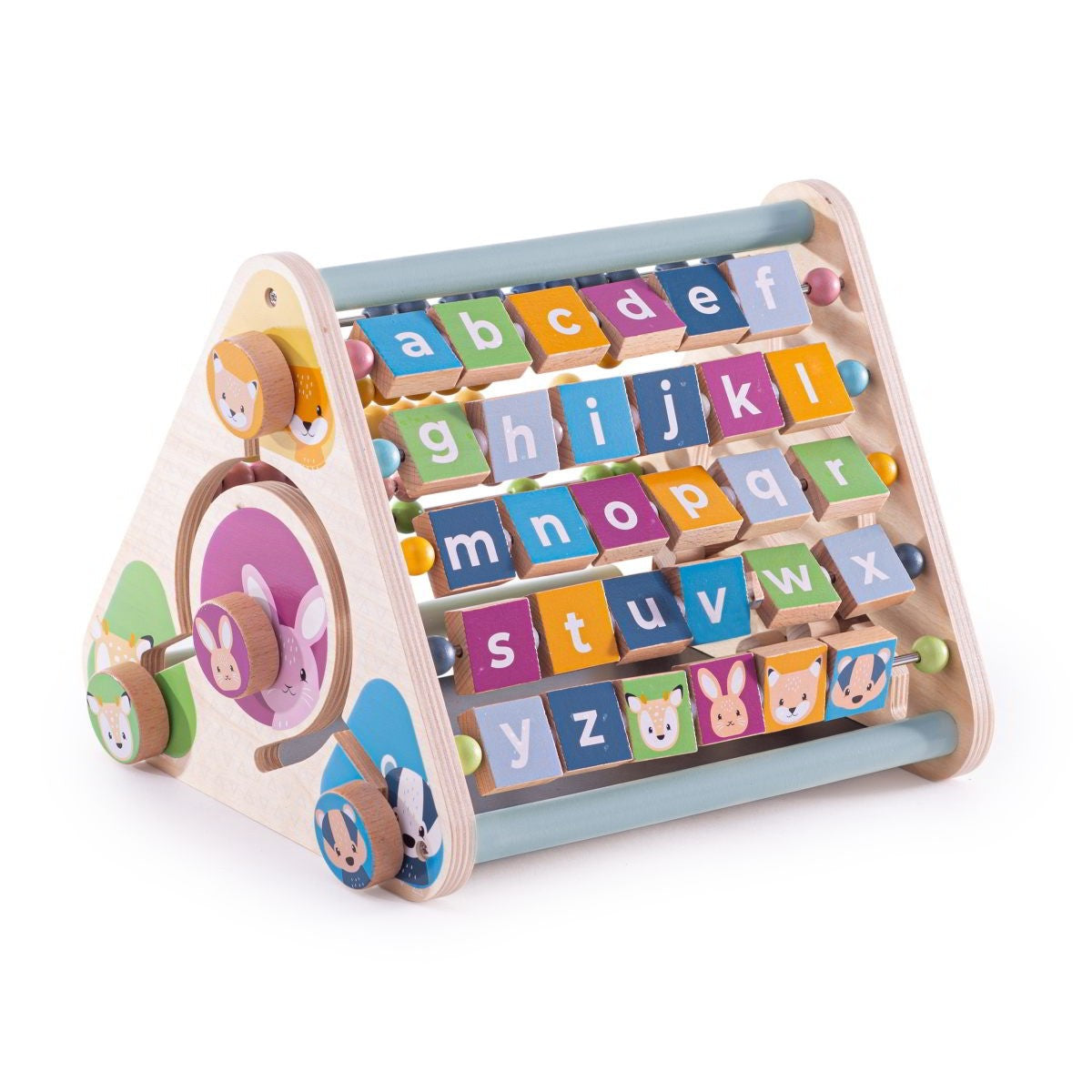 Bigjigs Toys Triangular Activity Centre FSC Wooden Sensory Toy for Toddlers