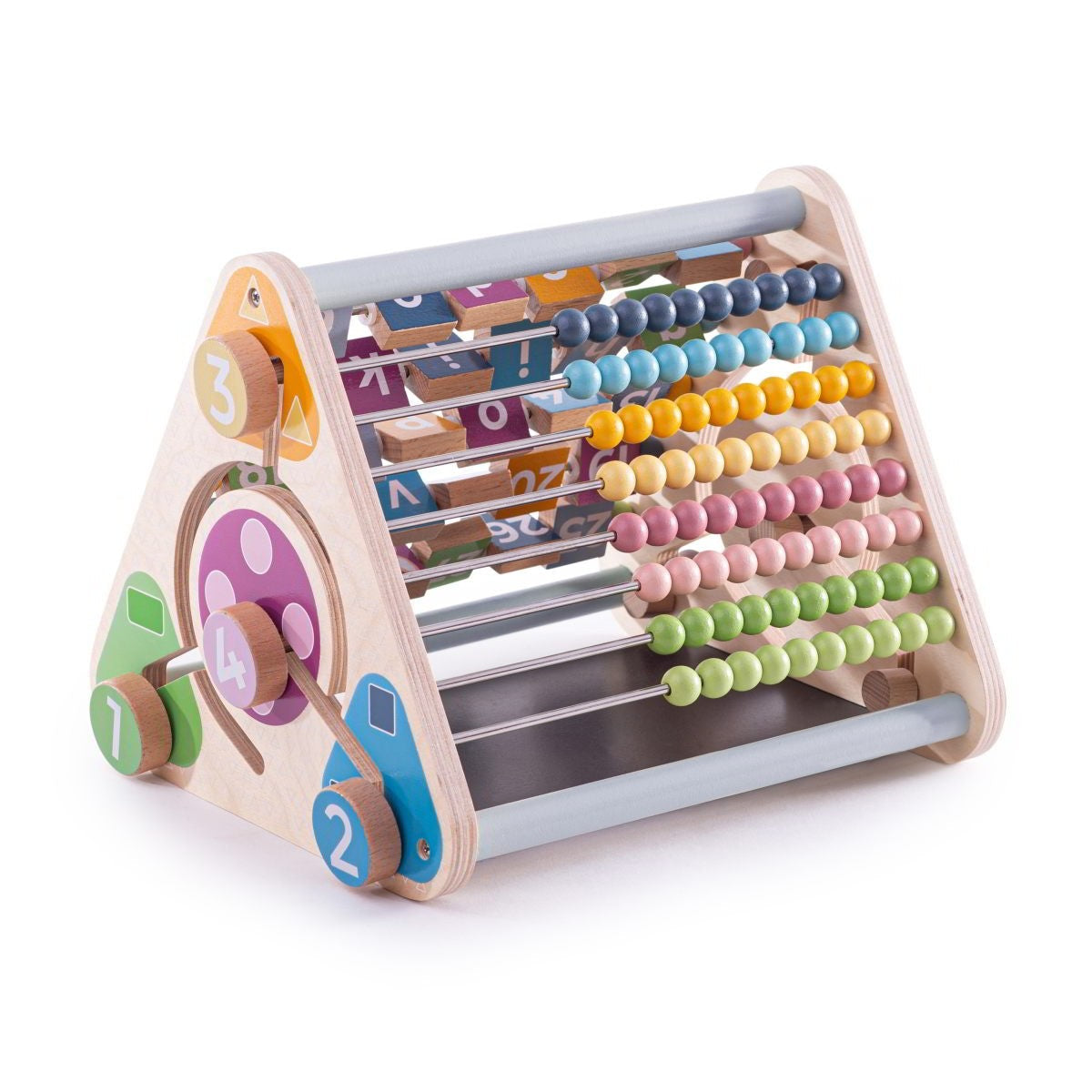 Bigjigs Toys Triangular Activity Centre FSC Wooden Sensory Toy for Toddlers