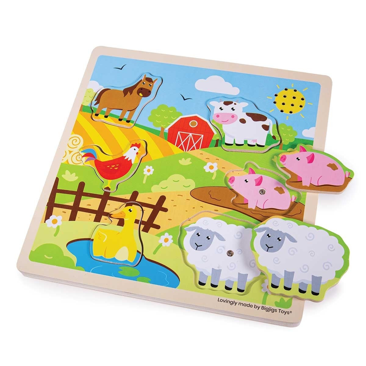 Bigjigs Toys Farm Sound Puzzle Wooden Animal Sound Puzzle for Toddlers
