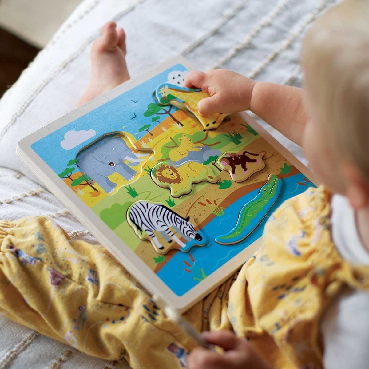 Bigjigs Toys Safari Sound Wooden Puzzle Animal Themed Learning Toy for Kids