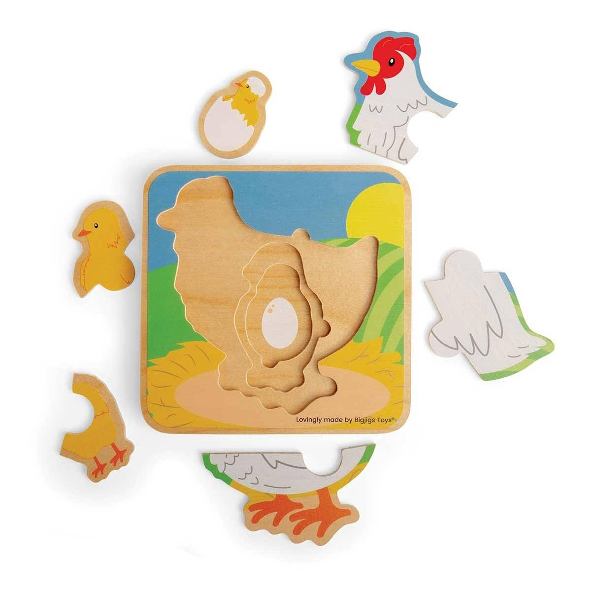 Bigjigs Toys Chicken Lifecycle Puzzle Educational Wooden Puzzle for Kids