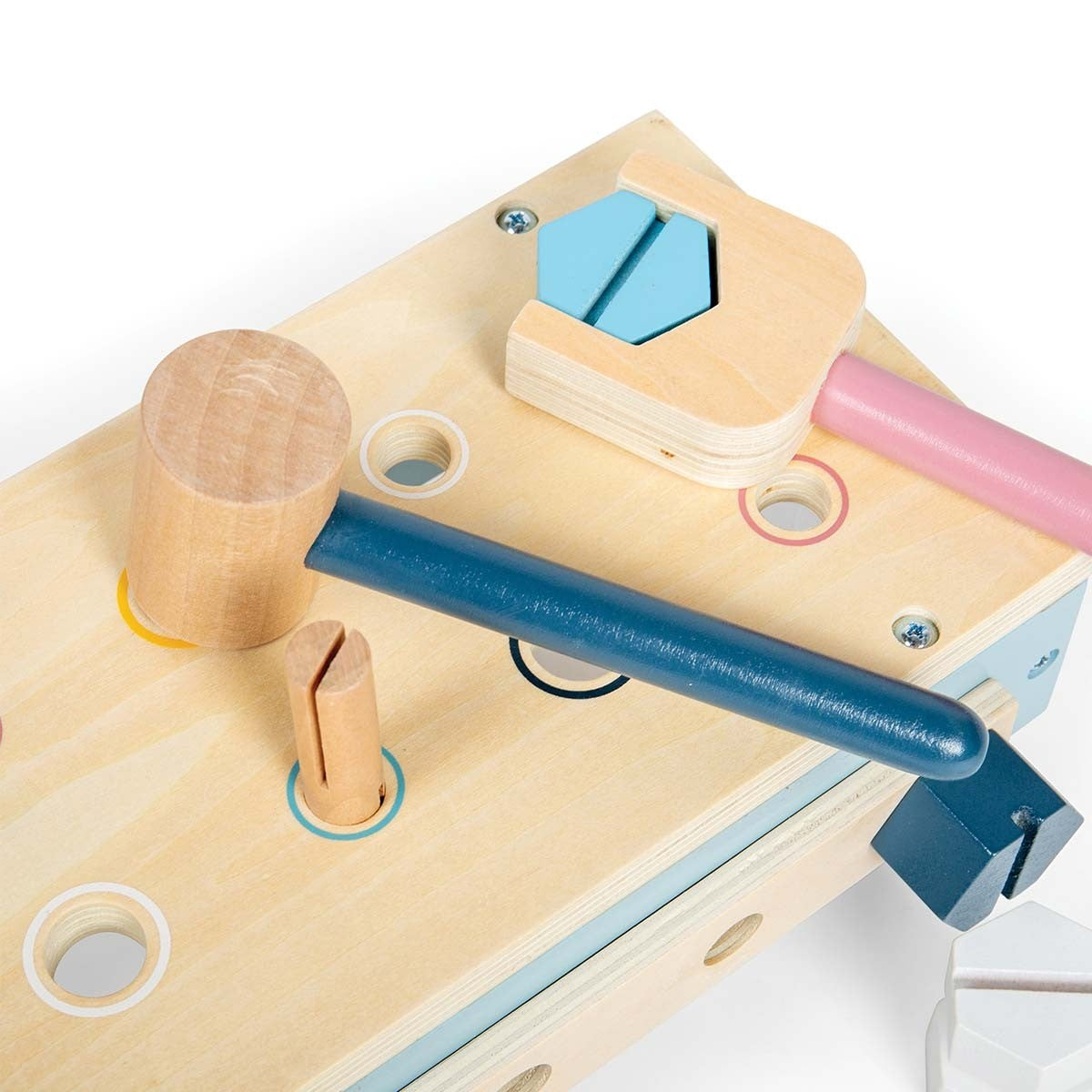 Bigjigs Toys Wooden Toolbox Workbench for Kids by Pretend Play Construction Toy Set