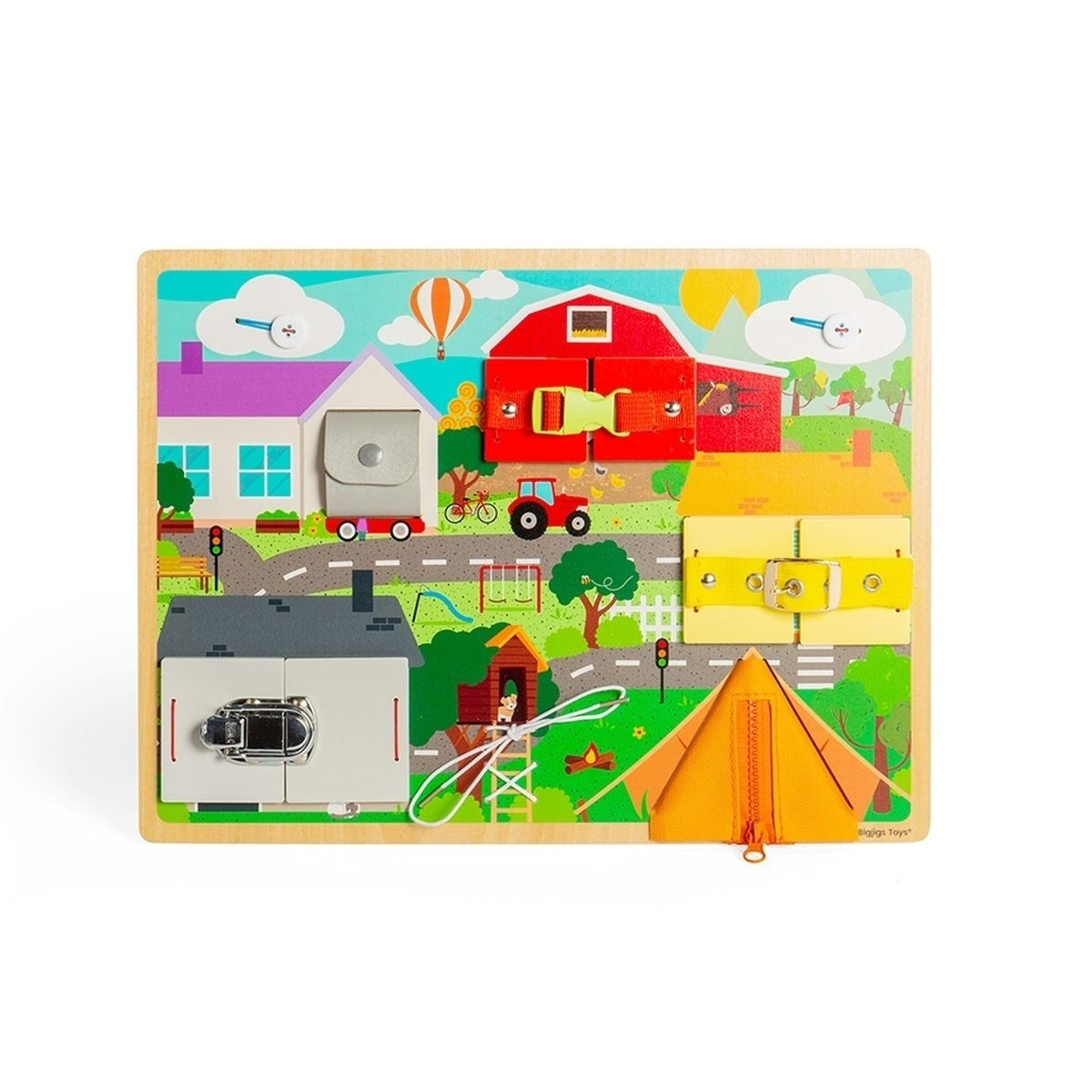 Bigjigs Toys Wooden Life Skills Learning Board Montessori Practical Activity Toy for Kids