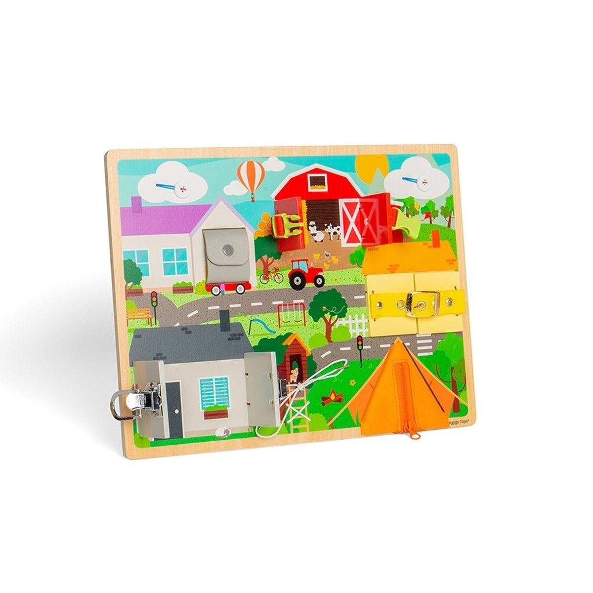 Bigjigs Toys Wooden Life Skills Learning Board Montessori Practical Activity Toy for Kids