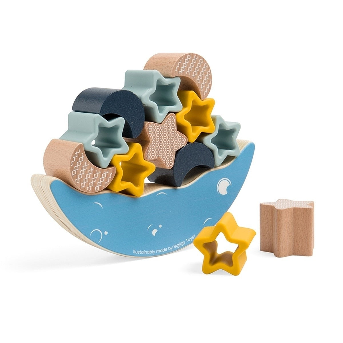 Bigjigs Toys Wooden Moon Balance Stacker Montessori Toy for Toddlers