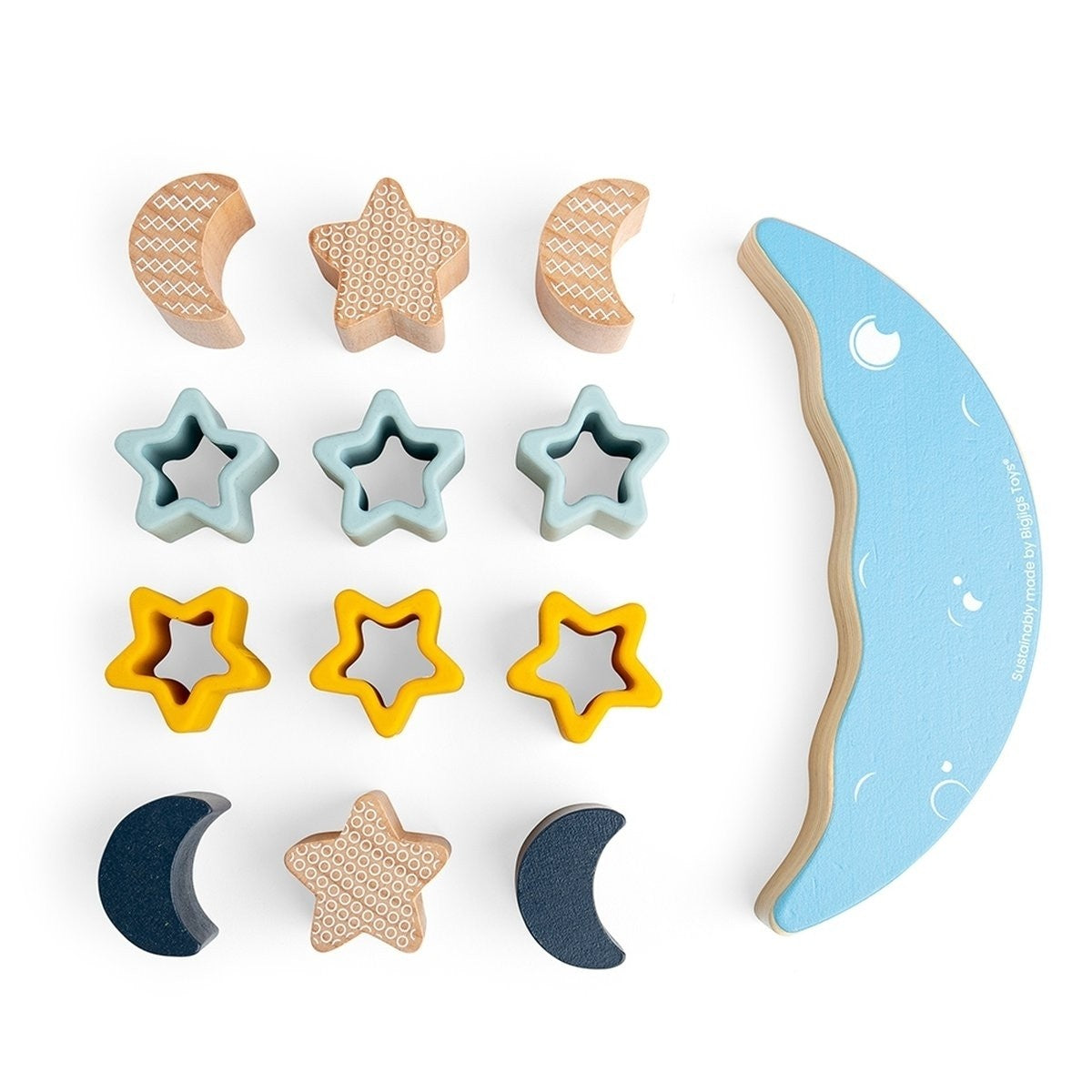 Bigjigs Toys Wooden Moon Balance Stacker Montessori Toy for Toddlers