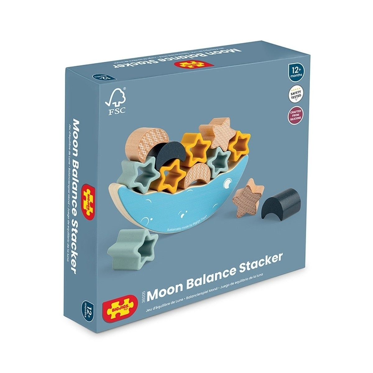 Bigjigs Toys Wooden Moon Balance Stacker Montessori Toy for Toddlers