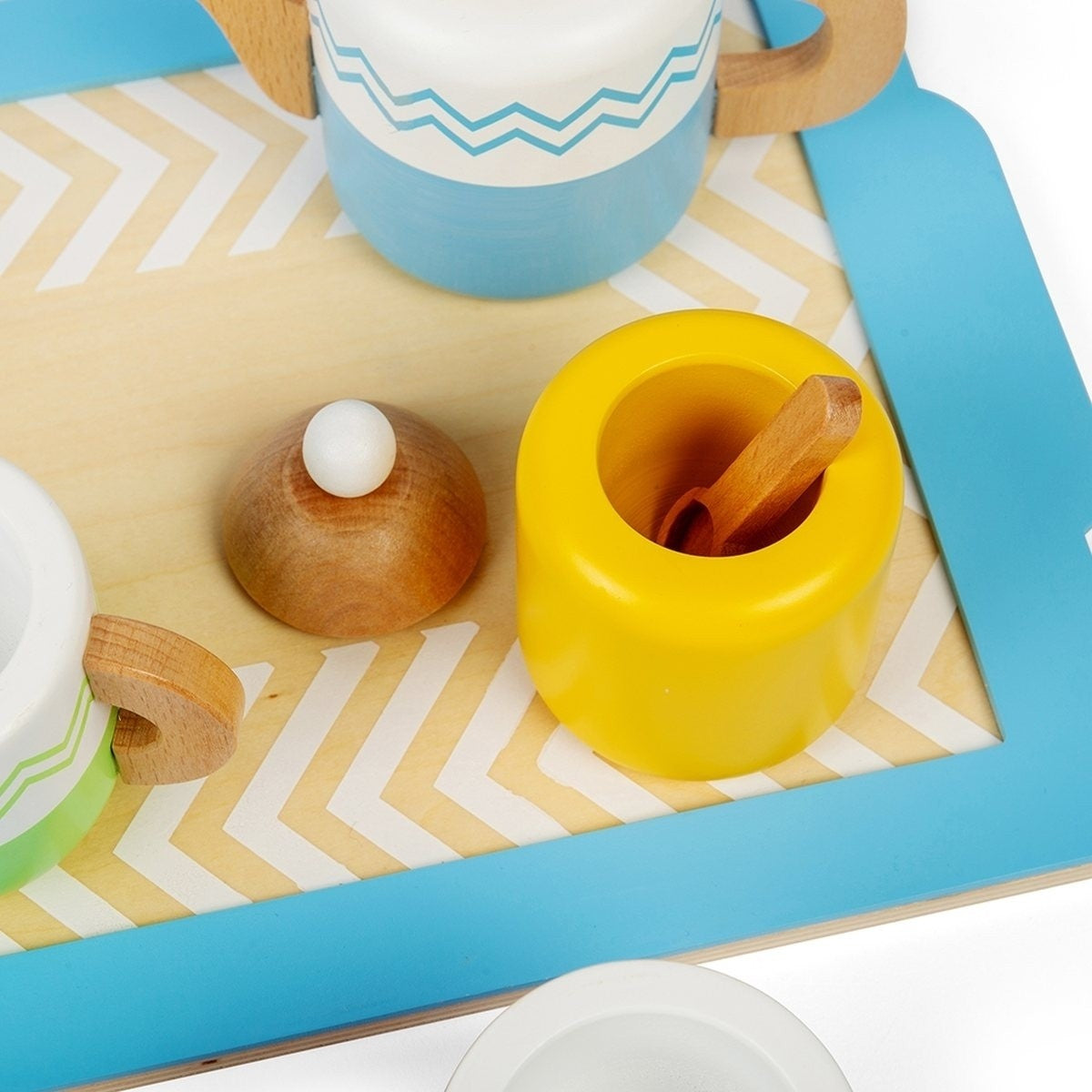 Bigjigs Toys Wooden Tea Set Tray Pretend Play Toy for Kids