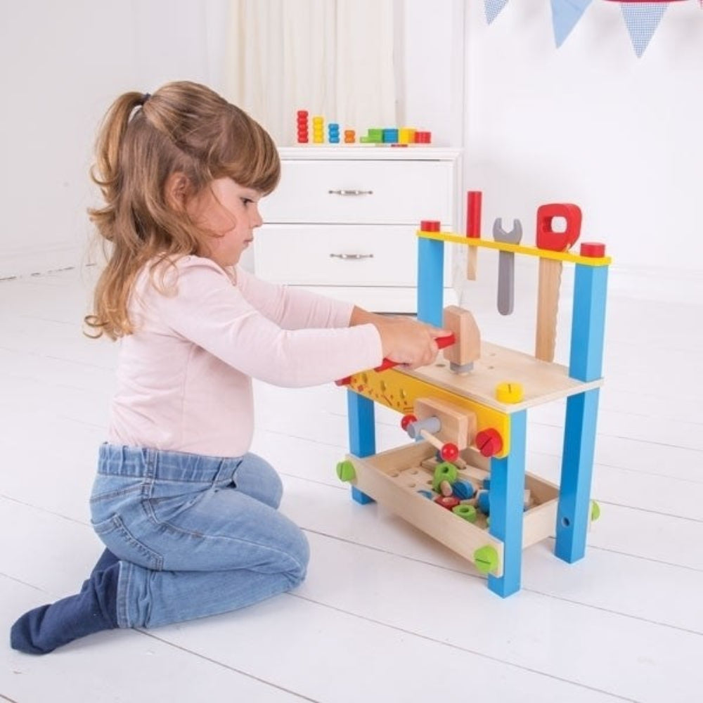 Bigjigs Toys My First Wooden Workbench Pretend Play Tool Set for Toddlers