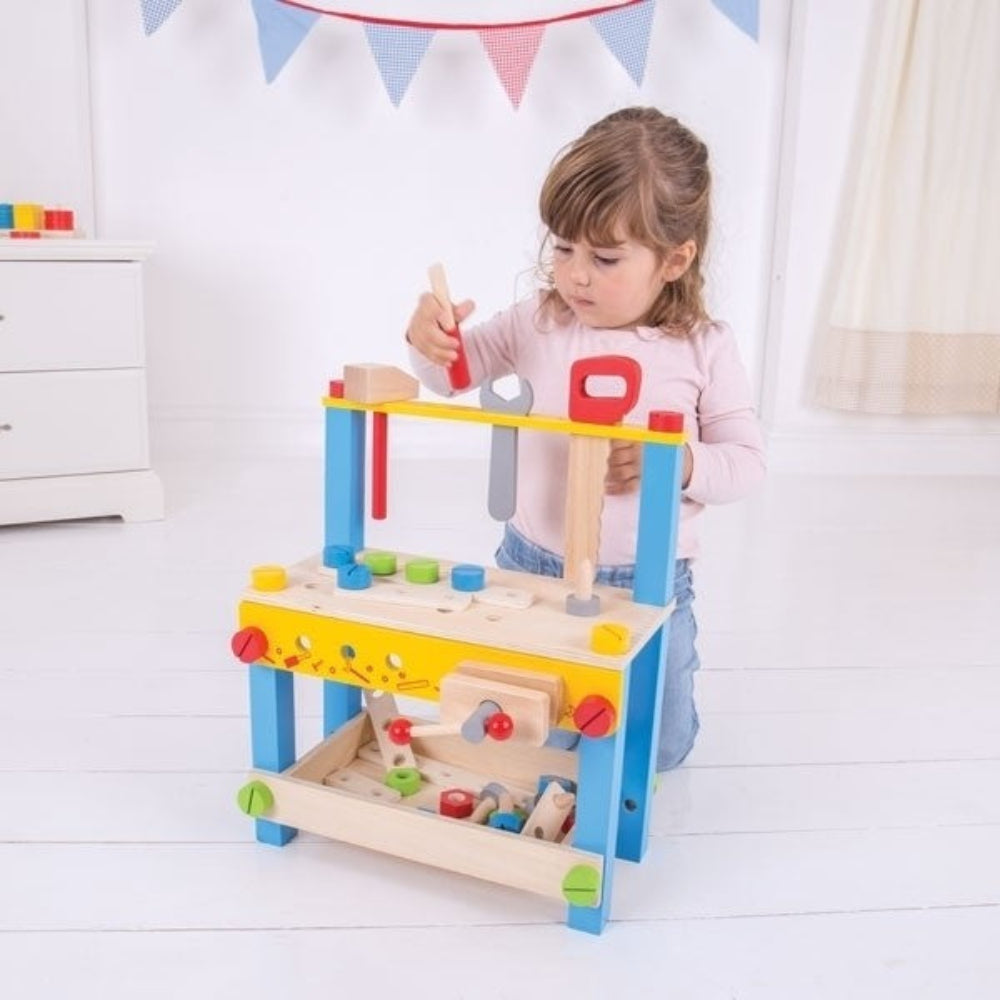 Bigjigs Toys My First Wooden Workbench Pretend Play Tool Set for Toddlers