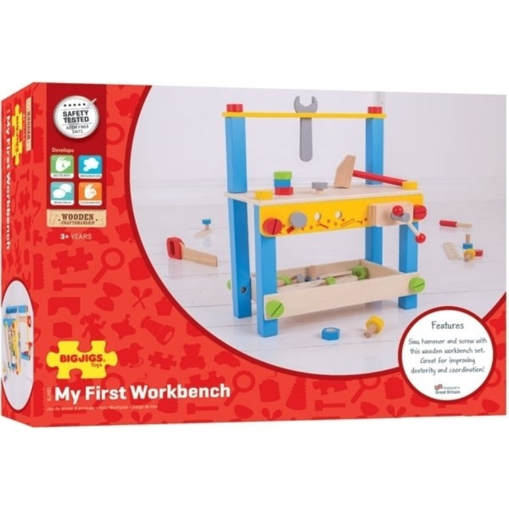 Bigjigs Toys My First Wooden Workbench Pretend Play Tool Set for Toddlers