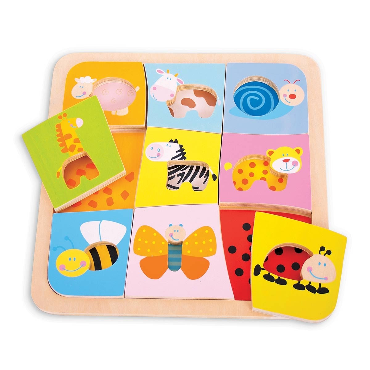 Bigjigs Toys Animal Patterns Puzzle Wooden Educational Puzzle for Kids
