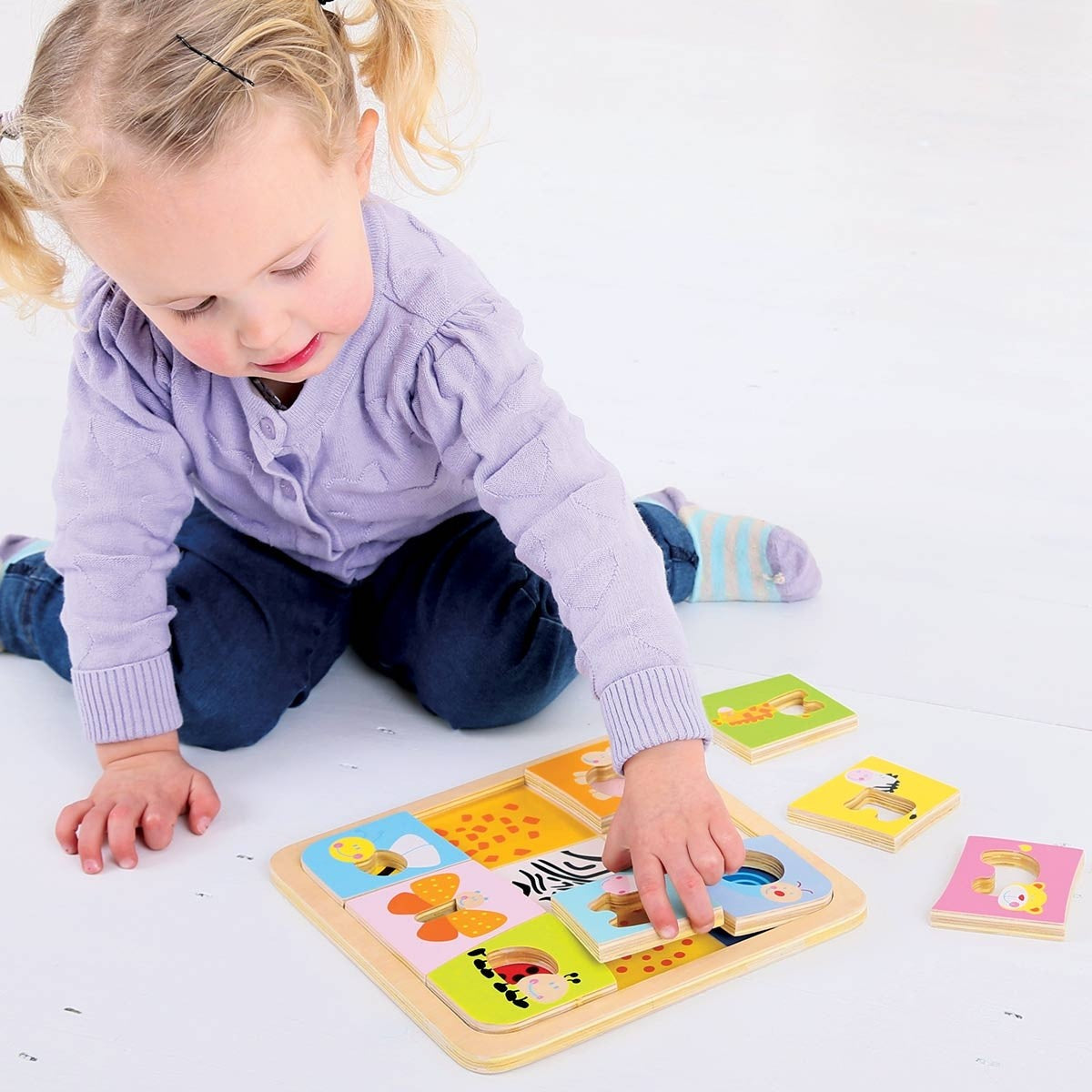 Bigjigs Toys Animal Patterns Puzzle Wooden Educational Puzzle for Kids