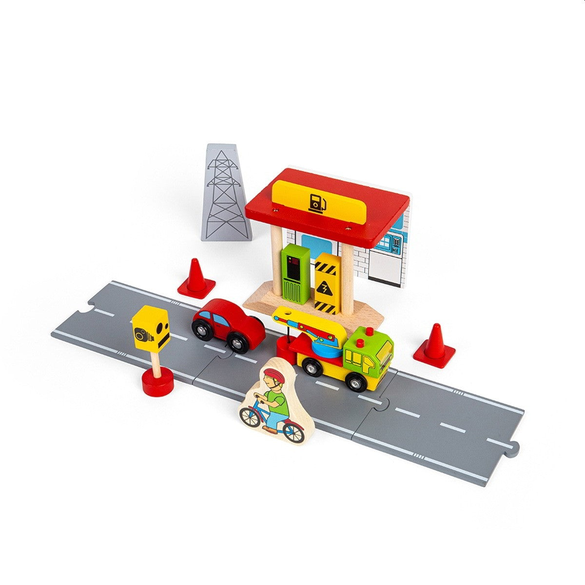 Bigjigs Rail Roadway Accessory Pack Wooden Road Accessories for Toy Car Tracks