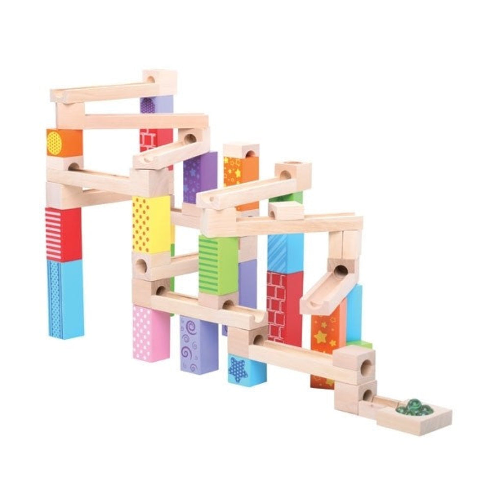 Bigjigs Toys Wooden Building Marble Run Set for Kids