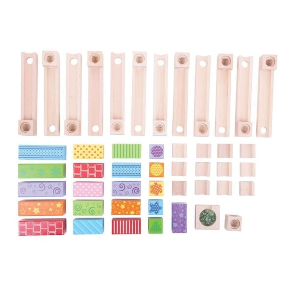 Bigjigs Toys Wooden Building Marble Run Set for Kids