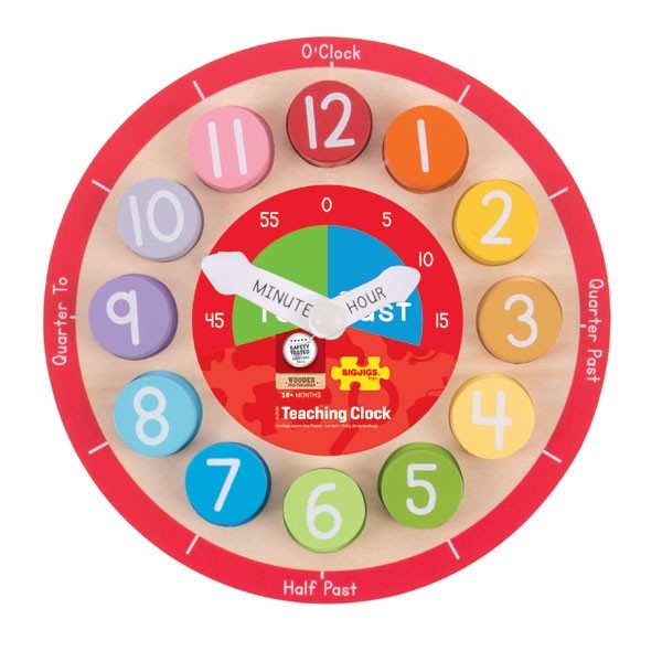 Bigjigs Toys Teaching Clock Wooden Educational Time Learning Toy for Kids