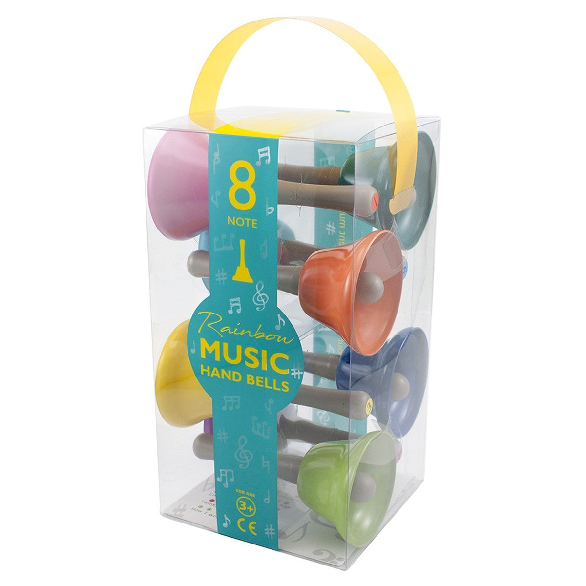 Rainbow Musical Hand Bells 8 Piece Color Coded Instrument Set for Kids