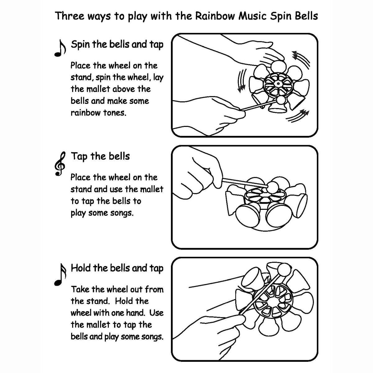 Rainbow Spinning Bells Toy Colorful Musical Sensory Toy for Babies and Toddlers