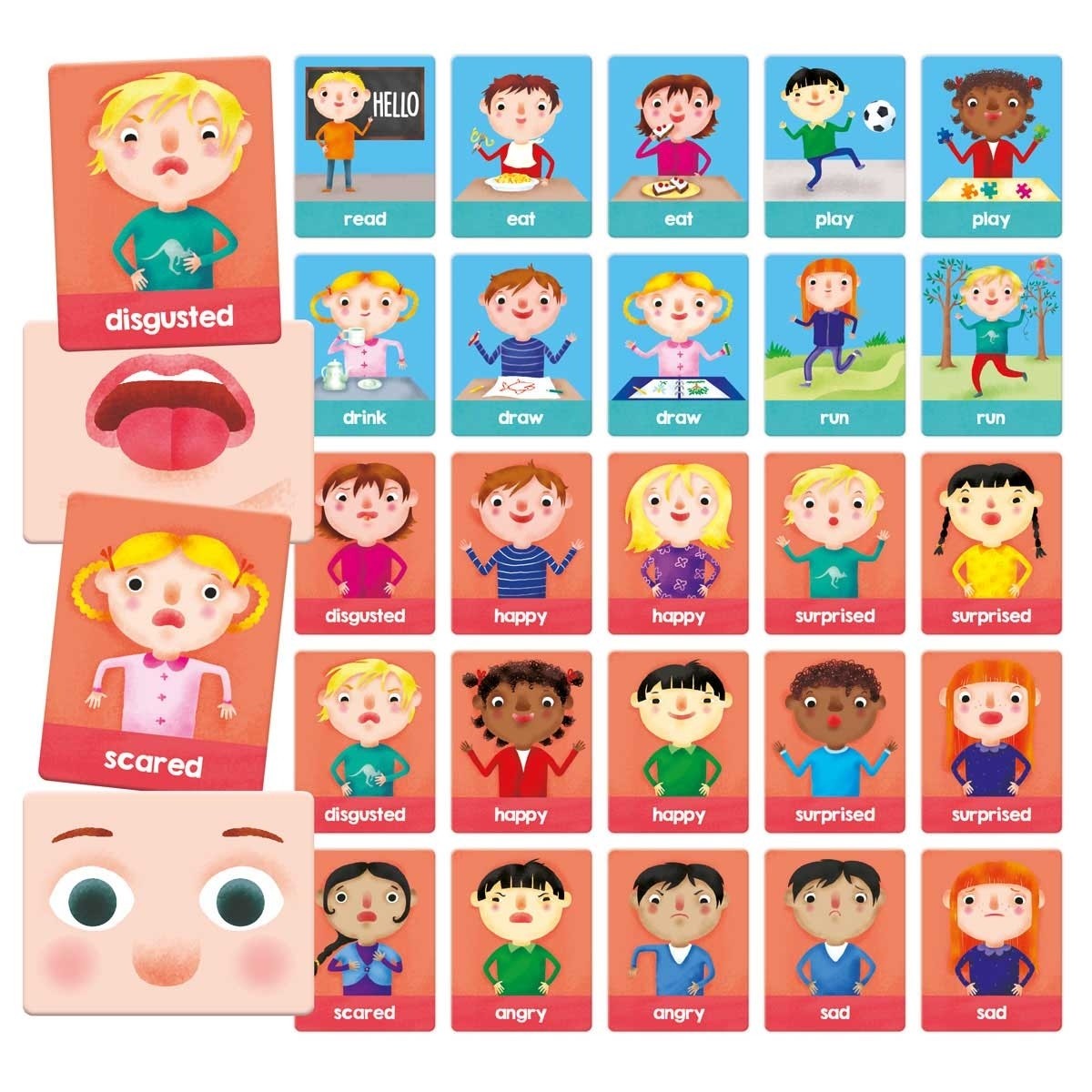 Headu Montessori Flashcards  Emotions and Actions Learning Set for Kids
