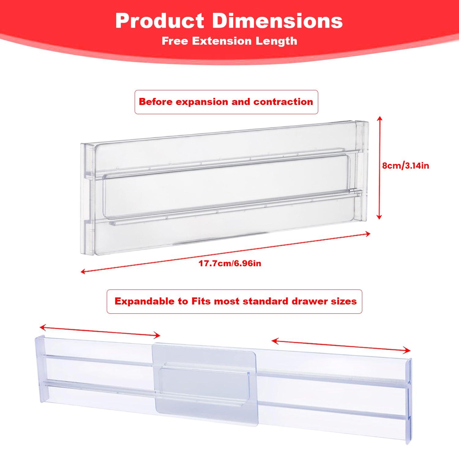 Adjustable Drawer Dividers 8-Pack Expandable Organizers for Kitchen & Home