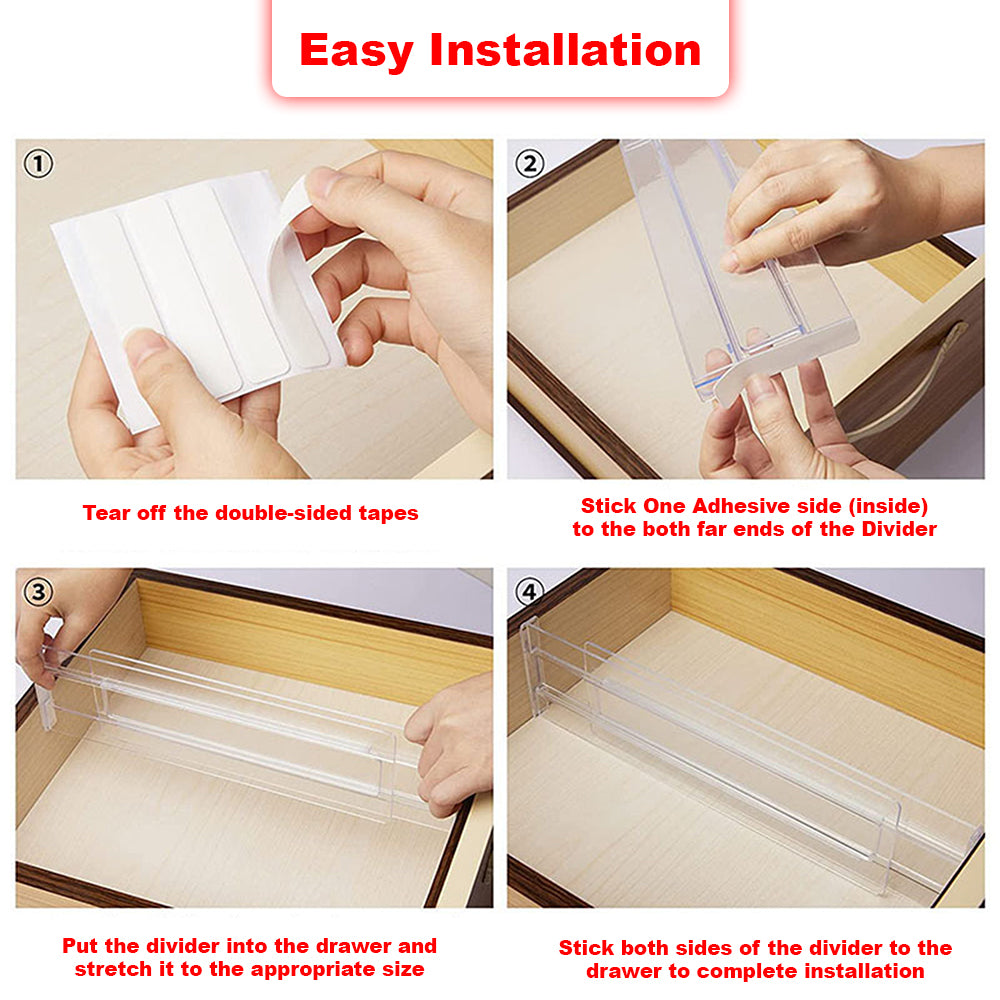 Adjustable Drawer Dividers 8-Pack Expandable Organizers for Kitchen & Home