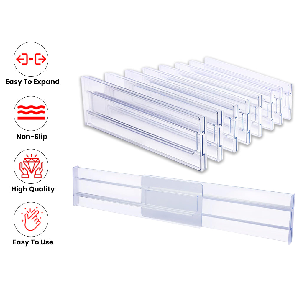 Adjustable Drawer Dividers 8-Pack Expandable Organizers for Kitchen & Home