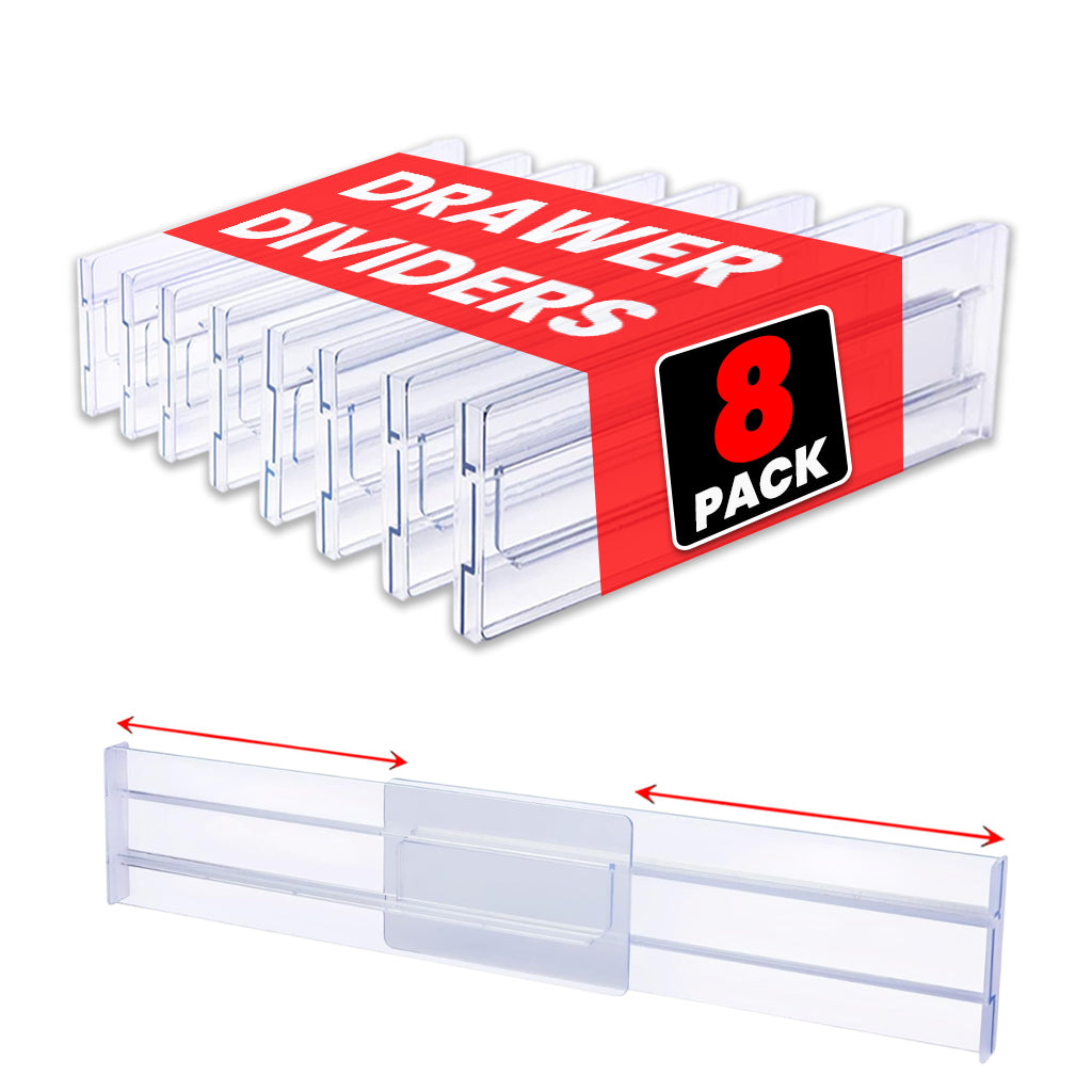 Adjustable Drawer Dividers 8-Pack Expandable Organizers for Kitchen & Home