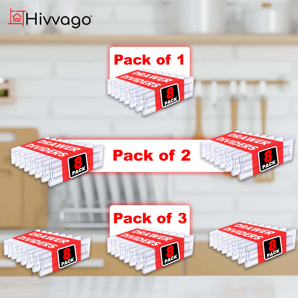 Adjustable Drawer Dividers 8-Pack Expandable Organizers for Kitchen & Home
