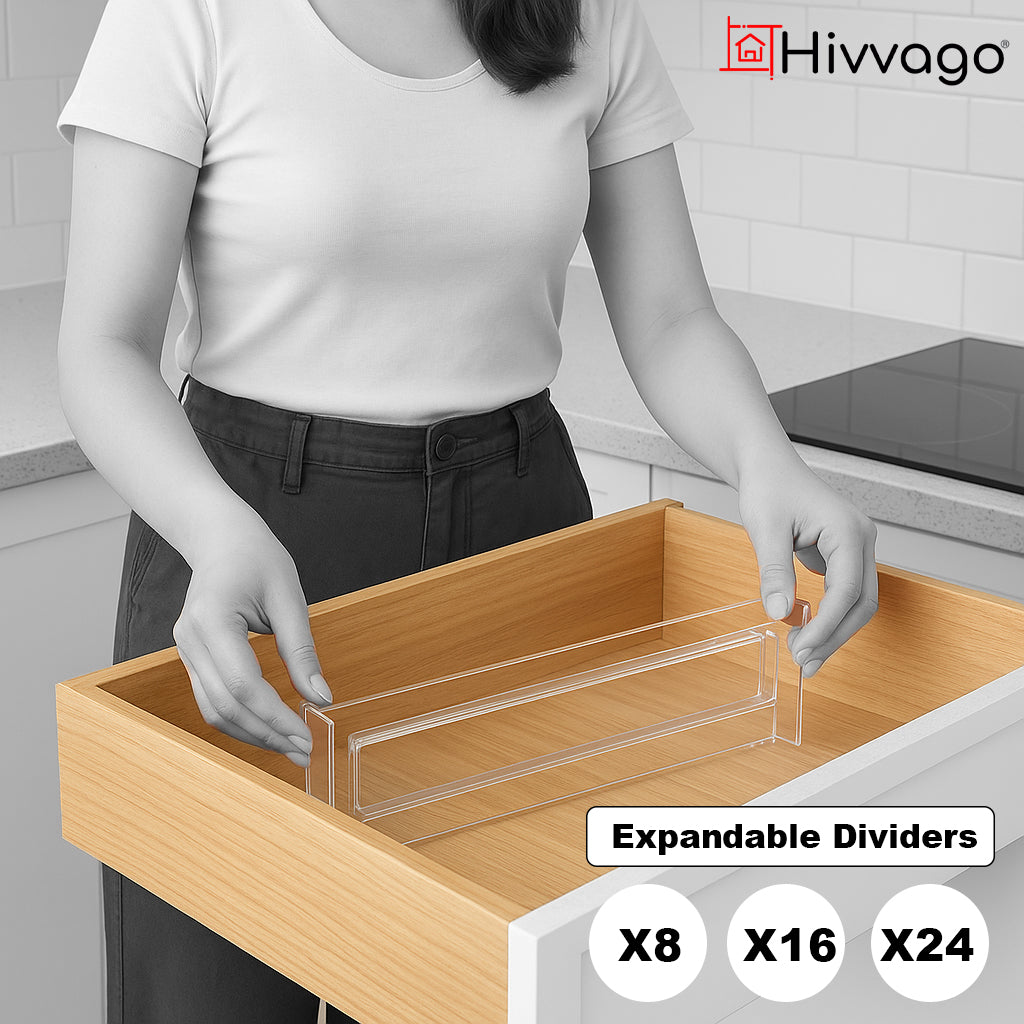 Adjustable Drawer Dividers 8-Pack Expandable Organizers for Kitchen & Home