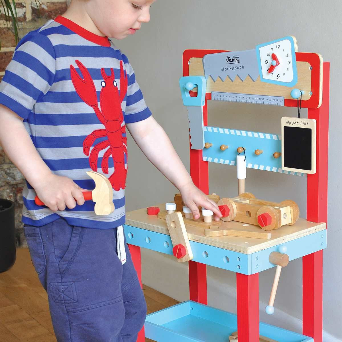 Indigo Jamm Little Carpenters Workbench Wooden Toy Workbench with Tools & Accessories