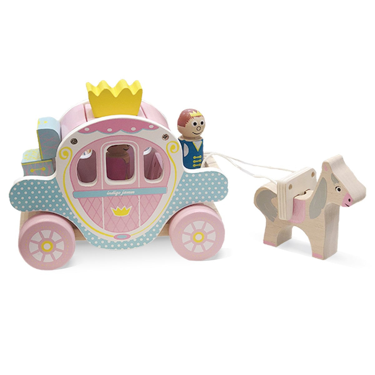 Indigo Jamm Princess Polly's Carriage Prince, Princess, Horse & Treasure Chest Play Set