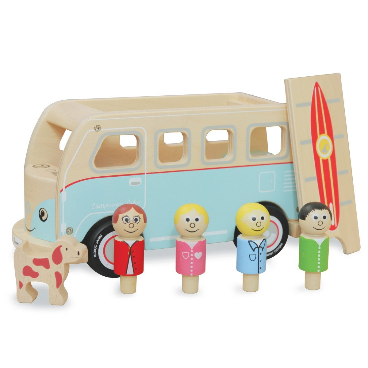Indigo Jamm Colin the Wooden Campervan Imaginative Vehicle Toy for Kids