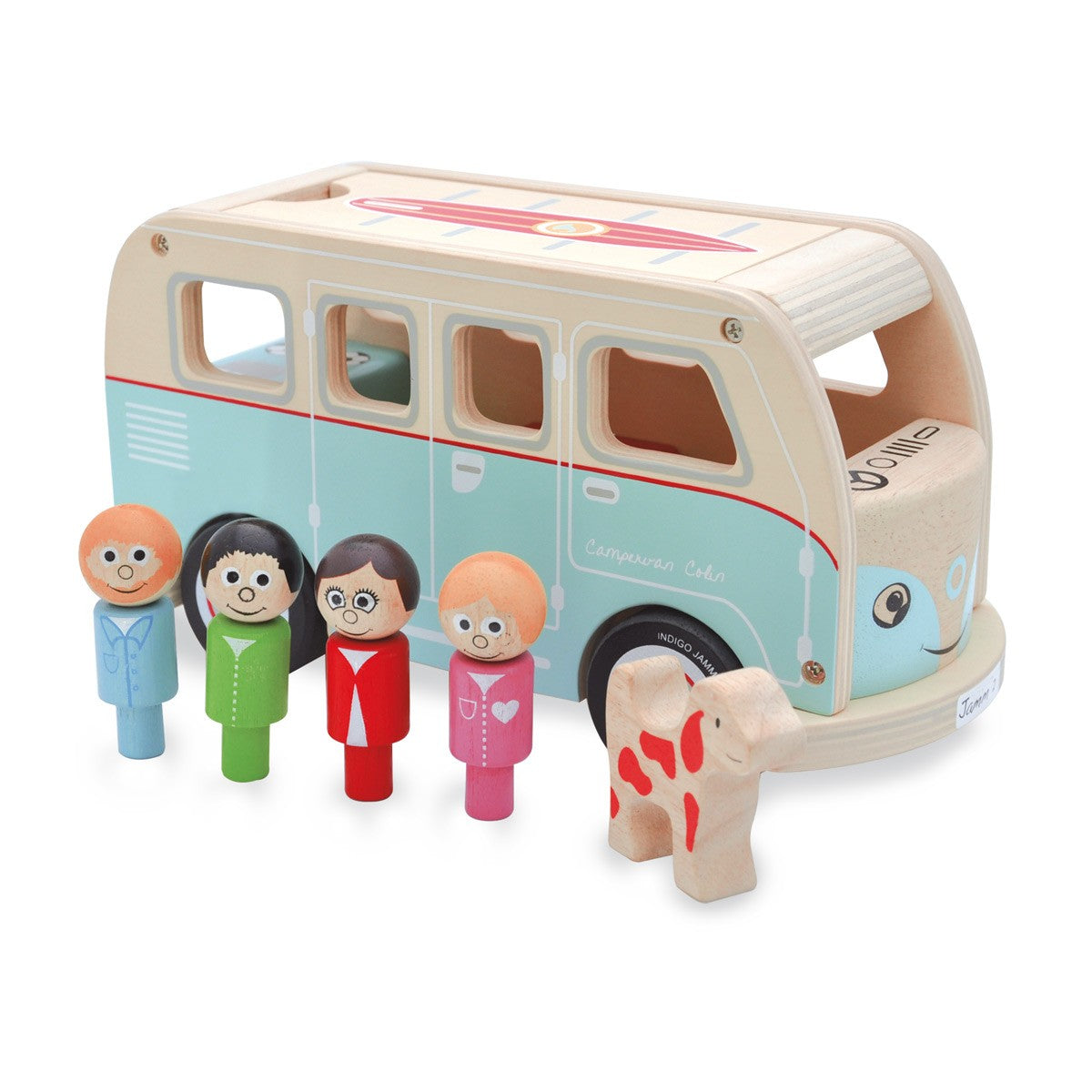 Indigo Jamm Colin the Wooden Campervan Imaginative Vehicle Toy for Kids