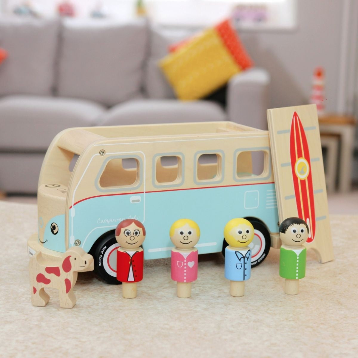 Indigo Jamm Colin the Wooden Campervan Imaginative Vehicle Toy for Kids