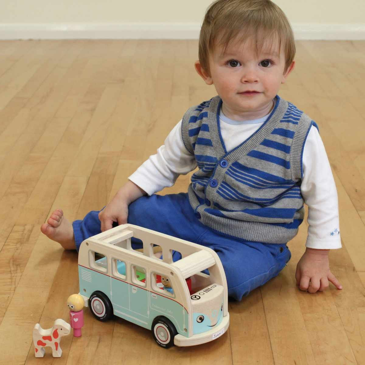 Indigo Jamm Colin the Wooden Campervan Imaginative Vehicle Toy for Kids