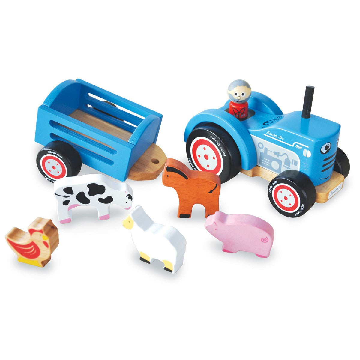 Indigo Jamm Tractor Tim Wooden Farm Vehicle Toy for Kids