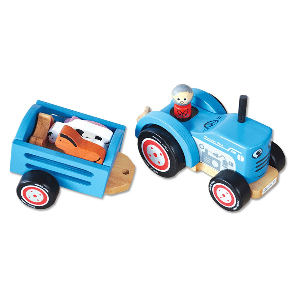 Indigo Jamm Tractor Tim Wooden Farm Vehicle Toy for Kids